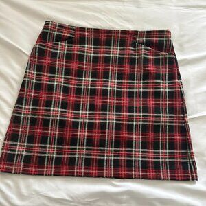 LOFT Outlet Red & Black Plaid A-Line Skirt | Size 8 | Holiday Classic